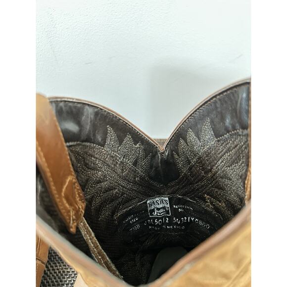 Justin Boots Brown Western Cowgirl Womens Size 7.5 B Leather Boho Basics - Picture 10 of 13